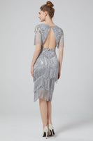 Load image into Gallery viewer, Blush Sequins 1920s Dress with Fringes