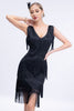 Load image into Gallery viewer, Black Fringes 1920s Dress with Sleeveless