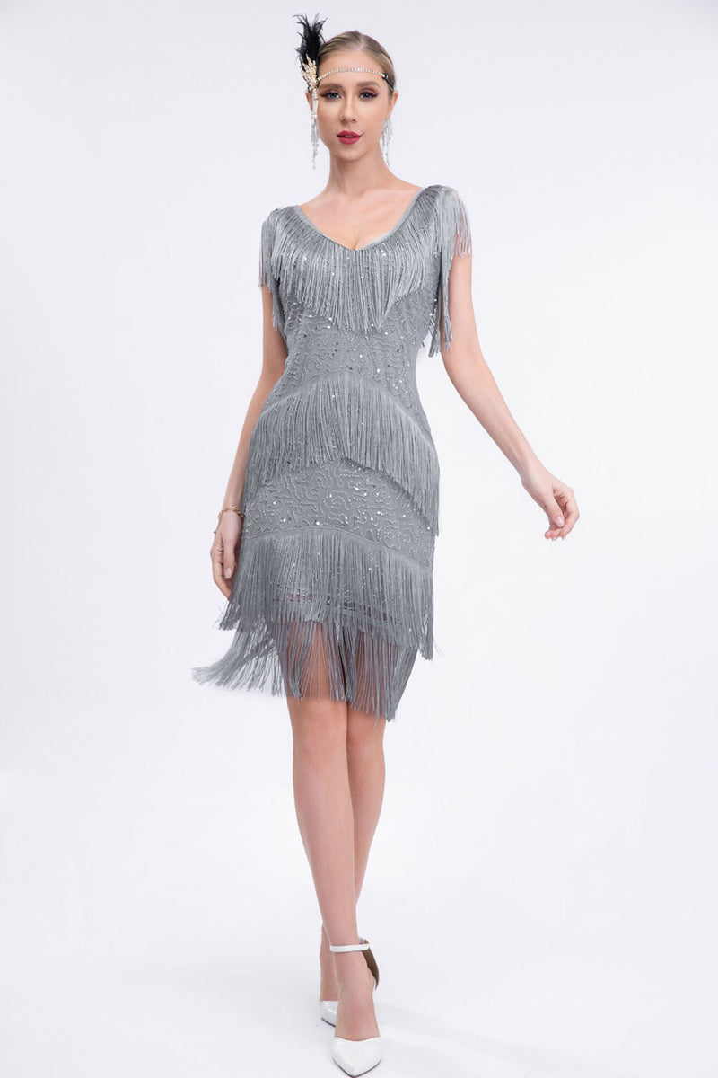 Load image into Gallery viewer, Black Fringes 1920s Dress with Sleeveless