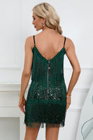 Load image into Gallery viewer, Spaghetti Straps Champange Semi Prom Dress with Fringes