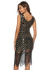Load image into Gallery viewer, Black Golden Roaring 20s Gatsby Fringed Flapper Dress