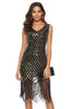 Load image into Gallery viewer, Black Golden Roaring 20s Gatsby Fringed Flapper Dress