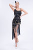 Load image into Gallery viewer, Black Beaded Roaring 20s Gatsby Fringed Flapper Dress