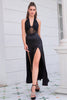 Load image into Gallery viewer, Black Halter Corset Party Dress with Slit
