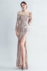 Load image into Gallery viewer, Sparkly Off The Shoulder Sequins Golden Prom Dress with Feathers