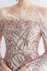 Load image into Gallery viewer, Sparkly Off The Shoulder Sequins Golden Prom Dress with Feathers