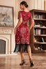 Load image into Gallery viewer, Black Champange V Neck Fringe 1920s Gatsby Dress With Sequins