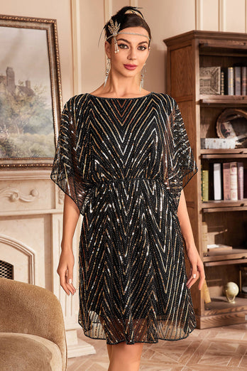 Glitter Sequins 1920s Dress with Batwing Sleeves