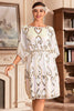 Load image into Gallery viewer, White Sparkly Batwing 1920s Dress with Sequins