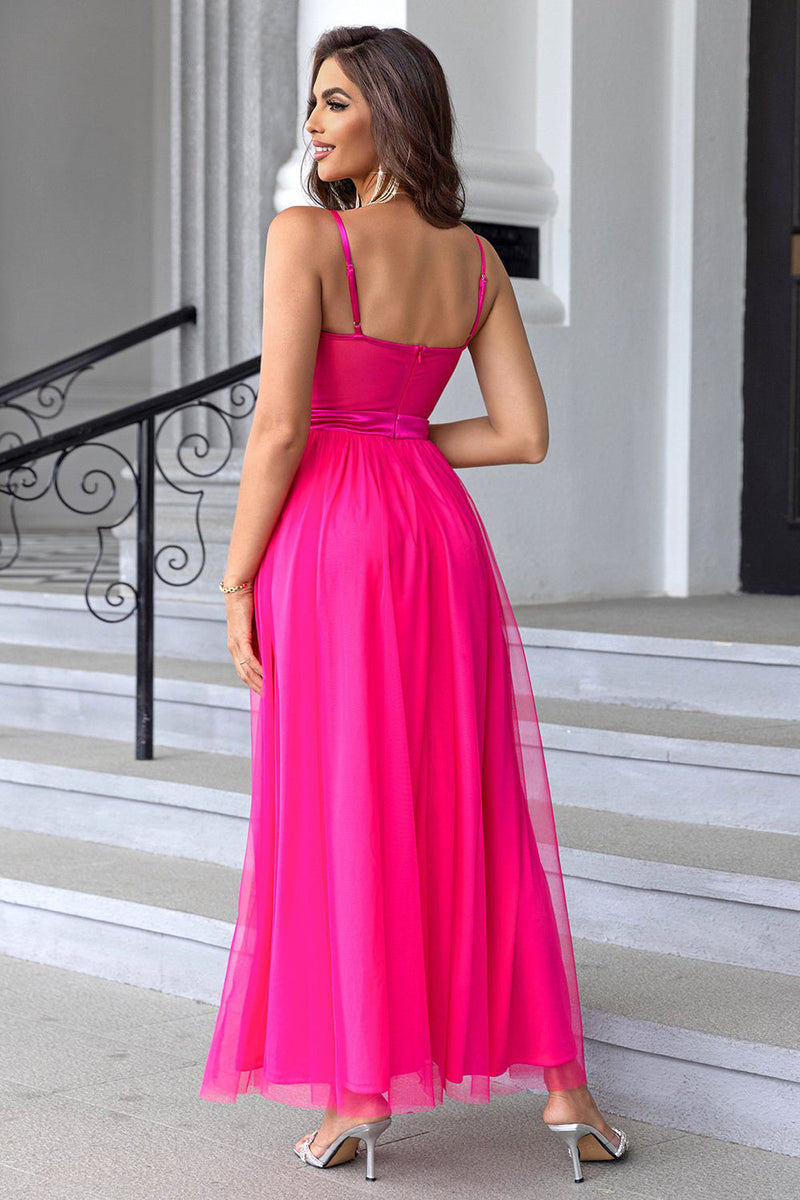 Load image into Gallery viewer, Black Spaghetti Straps A Line Tulle Open Back Long Prom Dress