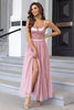 Load image into Gallery viewer, Black Spaghetti Straps A Line Tulle Open Back Long Prom Dress