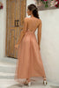 Load image into Gallery viewer, Fuchsia Deep V Neck A Line Sparkly Long Prom Dress With Slit