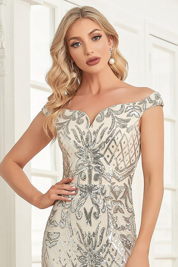 Off the Shoulder Mermaid Sparkly Sequin Prom Dress
