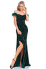 Load image into Gallery viewer, Sparkly Sequin Dark Green Mermaid Off the Shoulder Prom Dress With Slit