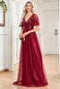 Load image into Gallery viewer, A Line Burgundy Sparkly V-Neck Long Prom Dress
