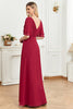 Load image into Gallery viewer, A Line Burgundy Beaded V-Neck Long Prom Dress