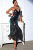 Load image into Gallery viewer, Black Sequin Spaghetti Strap Backless V-neck Long Evening Dress