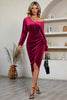 Load image into Gallery viewer, Black Long Sleeves Velvet Holiday Party Dress