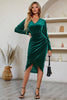 Load image into Gallery viewer, Black Long Sleeves Velvet Holiday Party Dress