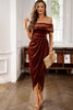 Load image into Gallery viewer, Burgundy Velvet Off the Shoulder Holiday Party Dress