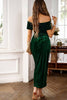 Load image into Gallery viewer, Burgundy Velvet Off the Shoulder Holiday Party Dress