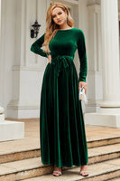 Load image into Gallery viewer, Long Sleeves A Line Velvet Holiday Party Dress