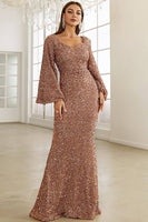 Load image into Gallery viewer, Burgundy Sparkly Sequin Mermaid Maxi Holiday Party Dress