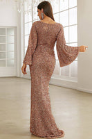 Load image into Gallery viewer, Burgundy Sparkly Sequin Mermaid Maxi Holiday Party Dress