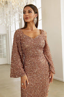 Load image into Gallery viewer, Burgundy Sparkly Sequin Mermaid Maxi Holiday Party Dress