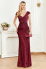 Load image into Gallery viewer, Beading Golden Sheath Formal Dress with V-neck