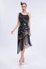 Load image into Gallery viewer, Asymmetrical Black Glitter 1920s Dress with Fringes