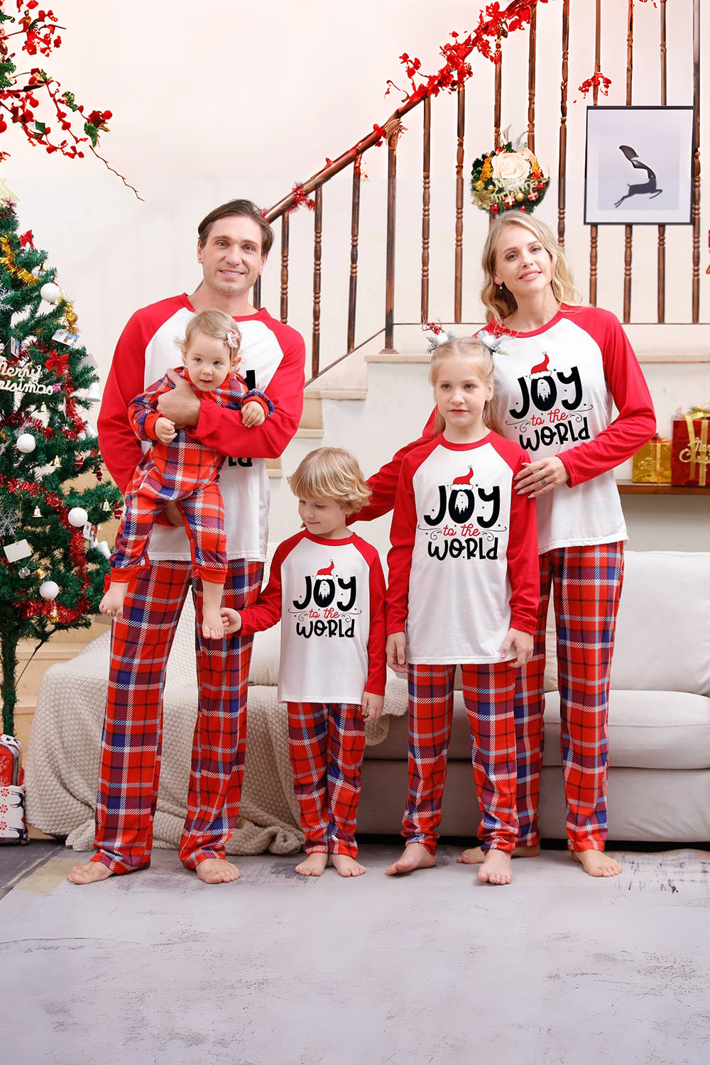 Merry Christmas Red Plaid Family Pajama Sets