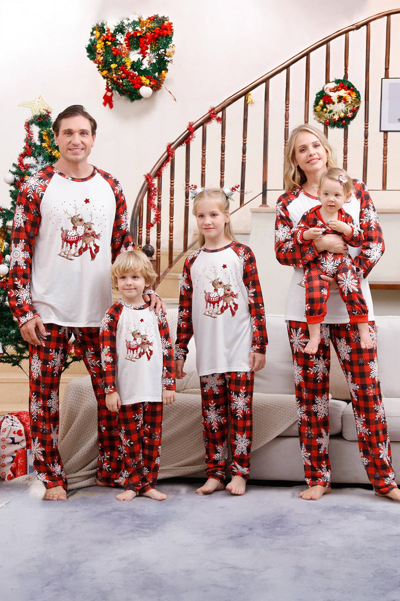Load image into Gallery viewer, Red Plaid Matching Family Christmas Pajamas with Snowflake