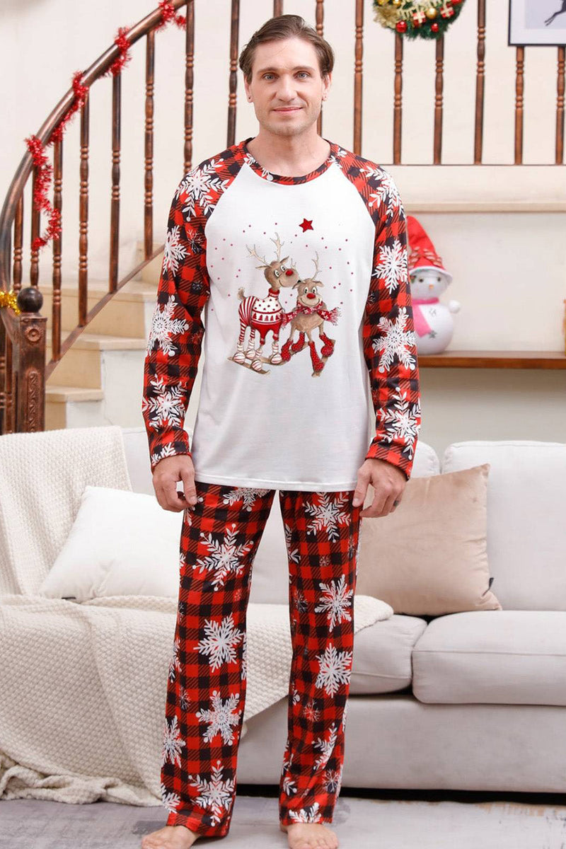 Load image into Gallery viewer, Red Plaid Matching Family Christmas Pajamas with Snowflake