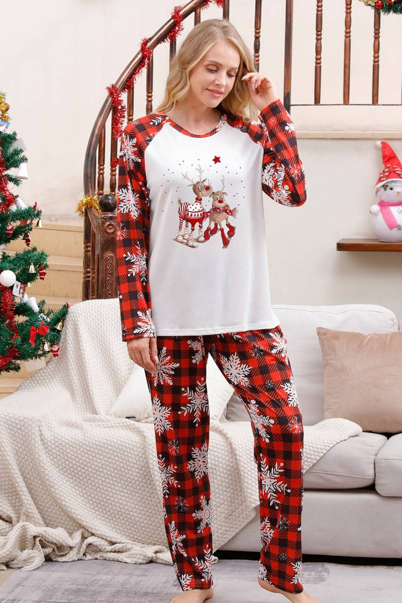 Load image into Gallery viewer, Red Plaid Matching Family Christmas Pajamas with Snowflake