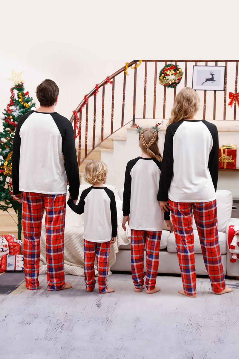 Load image into Gallery viewer, Black Plaid Printed Matching Christmas Pajamas Sets