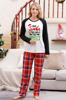 Load image into Gallery viewer, Black Plaid Printed Matching Christmas Pajamas Sets