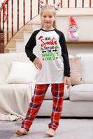 Load image into Gallery viewer, Black Plaid Printed Matching Christmas Pajamas Sets