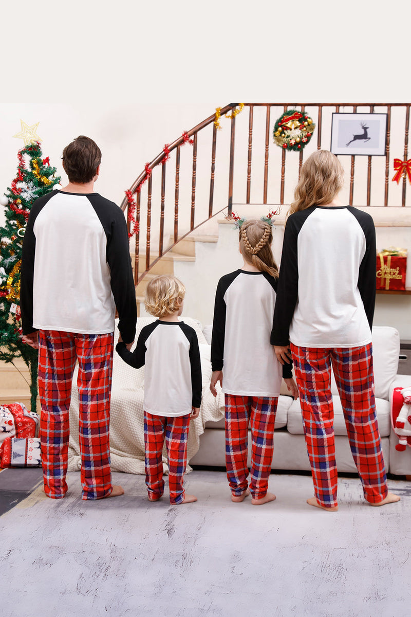 Load image into Gallery viewer, Black Plaid Printed Matching Christmas Pajamas Sets
