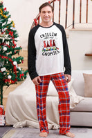 Load image into Gallery viewer, Black Plaid Printed Matching Christmas Pajamas Sets