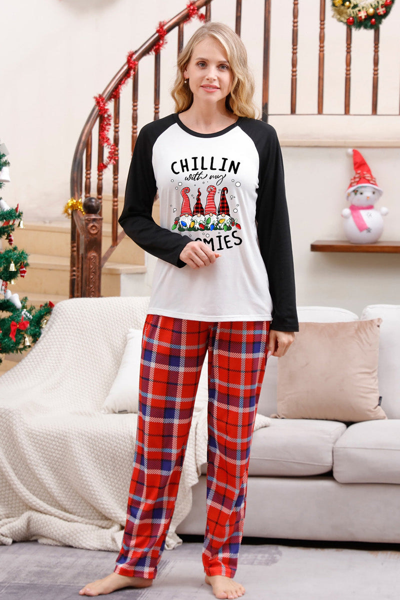 Load image into Gallery viewer, Black Plaid Printed Matching Christmas Pajamas Sets