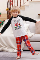 Load image into Gallery viewer, Black Plaid Printed Matching Christmas Pajamas Sets