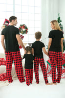 Load image into Gallery viewer, Black &amp; Red Plaid Family Christmas Pajamas with Short Sleeves