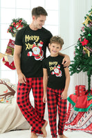 Load image into Gallery viewer, Black &amp; Red Plaid Family Christmas Pajamas with Short Sleeves