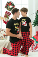 Load image into Gallery viewer, Black &amp; Red Plaid Family Christmas Pajamas with Short Sleeves