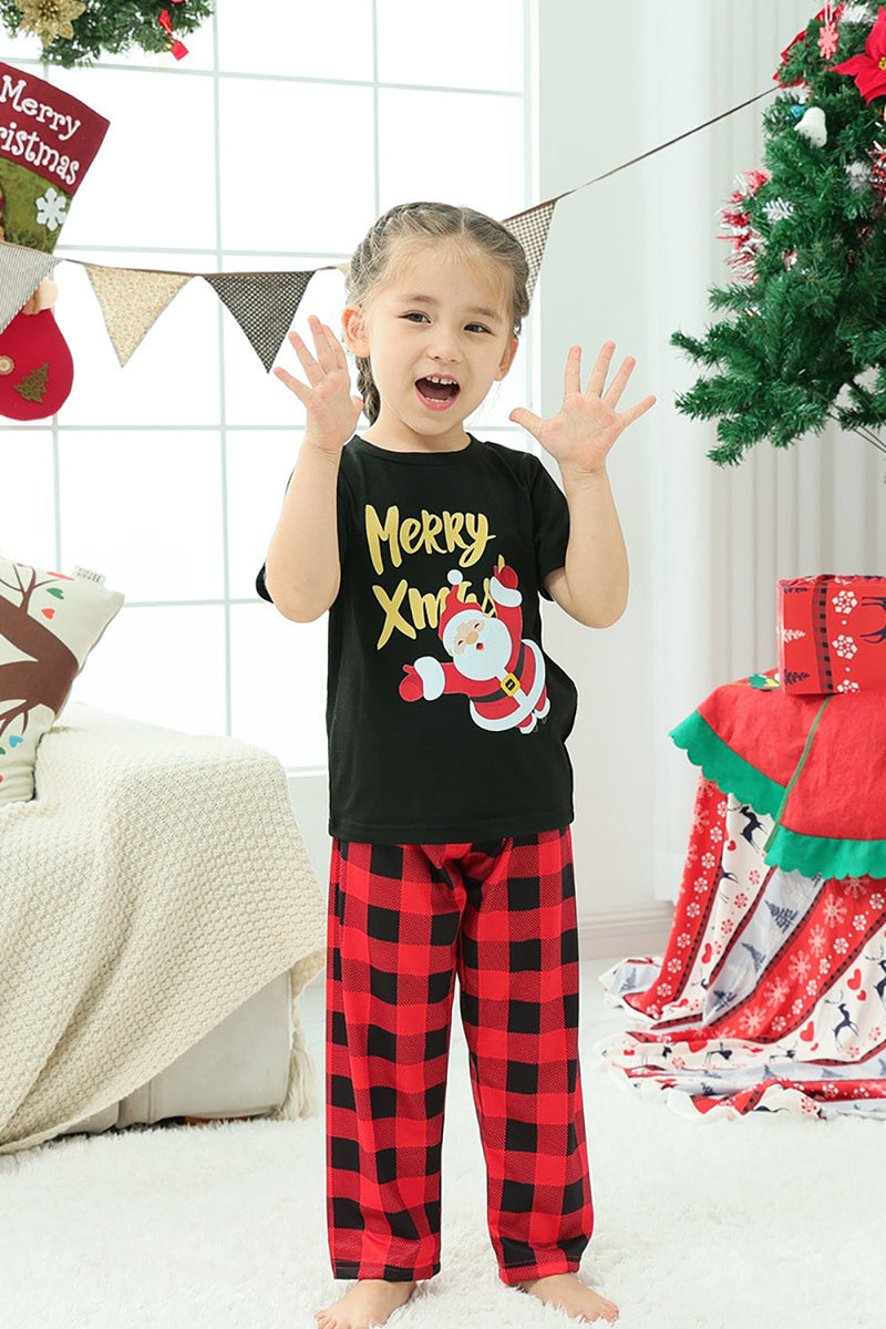 Load image into Gallery viewer, Black &amp; Red Plaid Family Christmas Pajamas with Short Sleeves