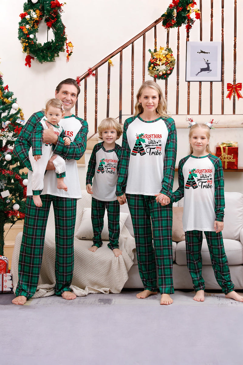 Load image into Gallery viewer, Green Family Matching Christmas Pajamas with Dog