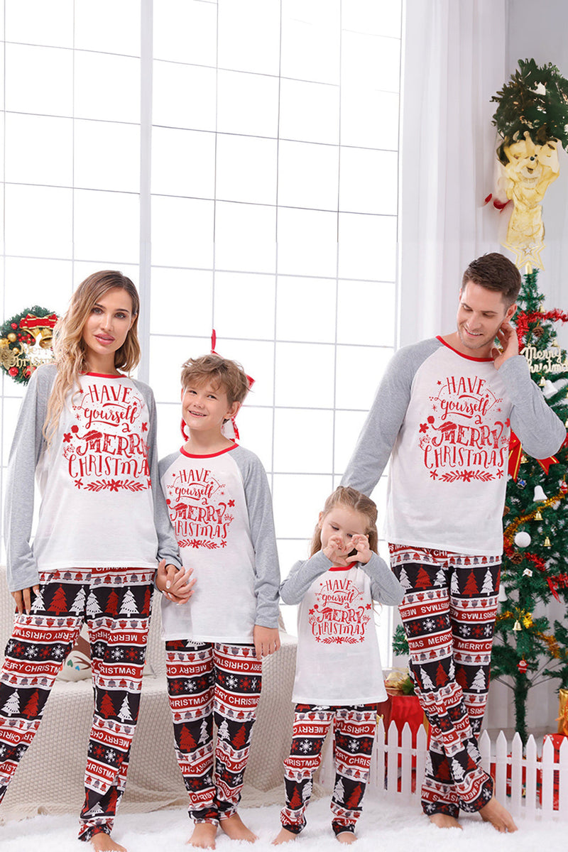 Load image into Gallery viewer, Print Grey Long Sleeves Matching Family Christmas Pajamas