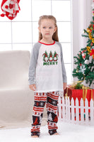 Load image into Gallery viewer, Print Grey Long Sleeves Matching Family Christmas Pajamas