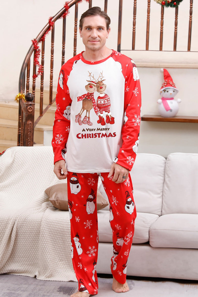 Load image into Gallery viewer, Snowman Print Red Christmas Matching Family Pajamas